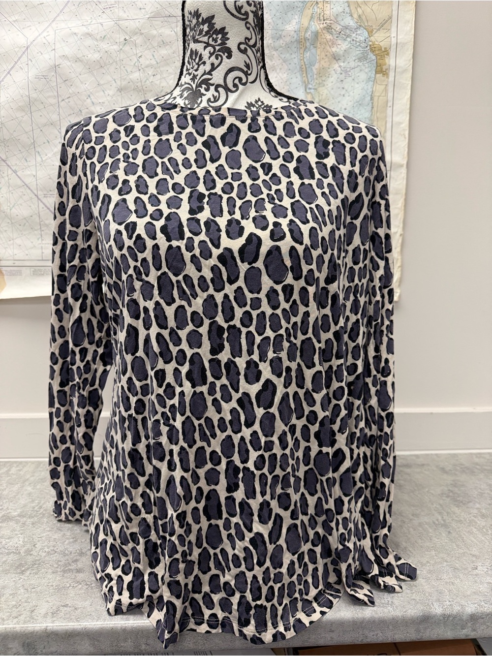Boden Leopard Print Tencel Cotton Long Sleeve Top US 14 UK 18